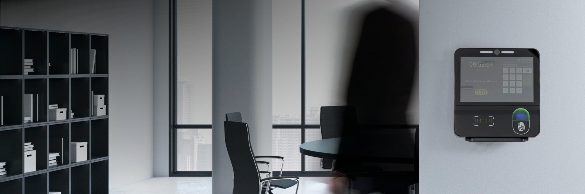 grosvenor tech timeclock in an office environment